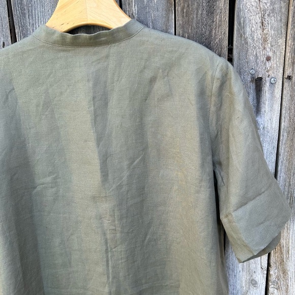 Marvin Browne Linen Short Sleeve Tunic Dress Olive Green M - Picture 10 of 13